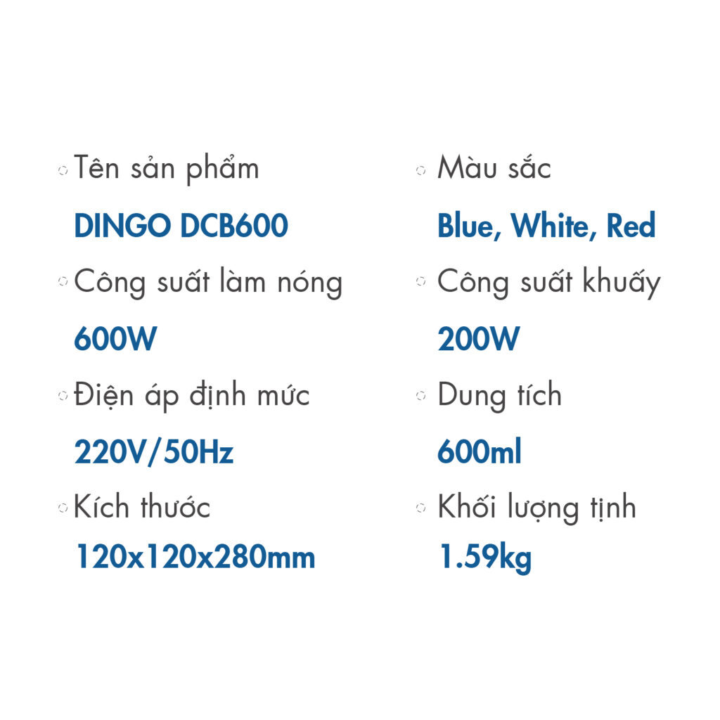 Máy xay nấu đa năng mini dingo dcb600-23