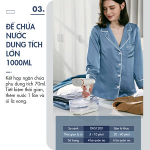 Bàn Là Hơi Nước Cầm Tay DINGO DHS1200 - Cấp Nước Tự Động - Công Suất Lớn, Là Ủi Nhanh - Nhỏ Gọn, Tiện Mang Theo - Ảnh 6