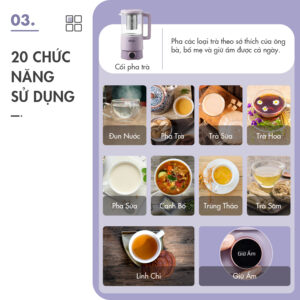 Máy Xay Nấu Đa Năng Mini DINGO DCB500 - Thiết Kế Thời Thượng - Nhỏ Gọn - Thông Minh - Ảnh 9