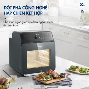 Nồi Chiên Hơi Nước DINGO DSF16 PRO - Công Nghệ Mới Hấp Chiên Kết Hợp - Dung tích 16,8L - Phụ Kiện Trục Xiên Quay & Lồng Đảo - Công Suất 2250W - Ảnh 7