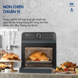 Nồi Chiên Hơi Nước DINGO DSF16 PRO - Công Nghệ Mới Hấp Chiên Kết Hợp - Dung tích 16,8L - Phụ Kiện Trục Xiên Quay & Lồng Đảo - Công Suất 2250W - Ảnh 9